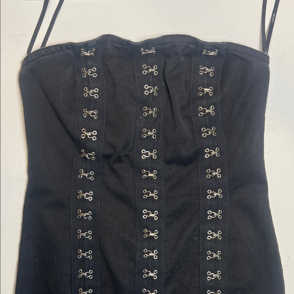 Forever 21 Black Strapless Dress with Silver Detailing - Picture 2 of 5
